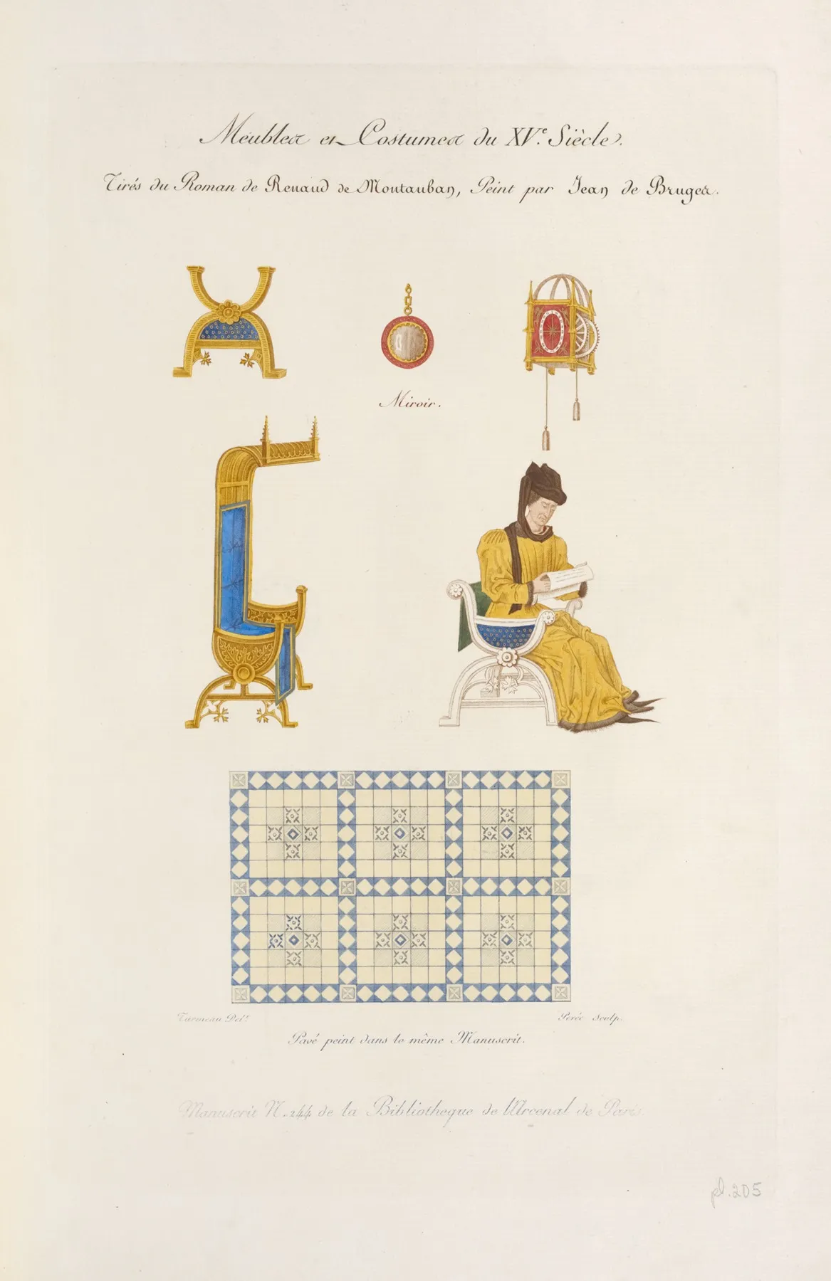 Meubles Et Costumes Du Xve Siecle Tires Du Roman De Renaud De Moutauban Peint Par Jean De Bruges by Nicolas Xavier Willemin - Canvas Print