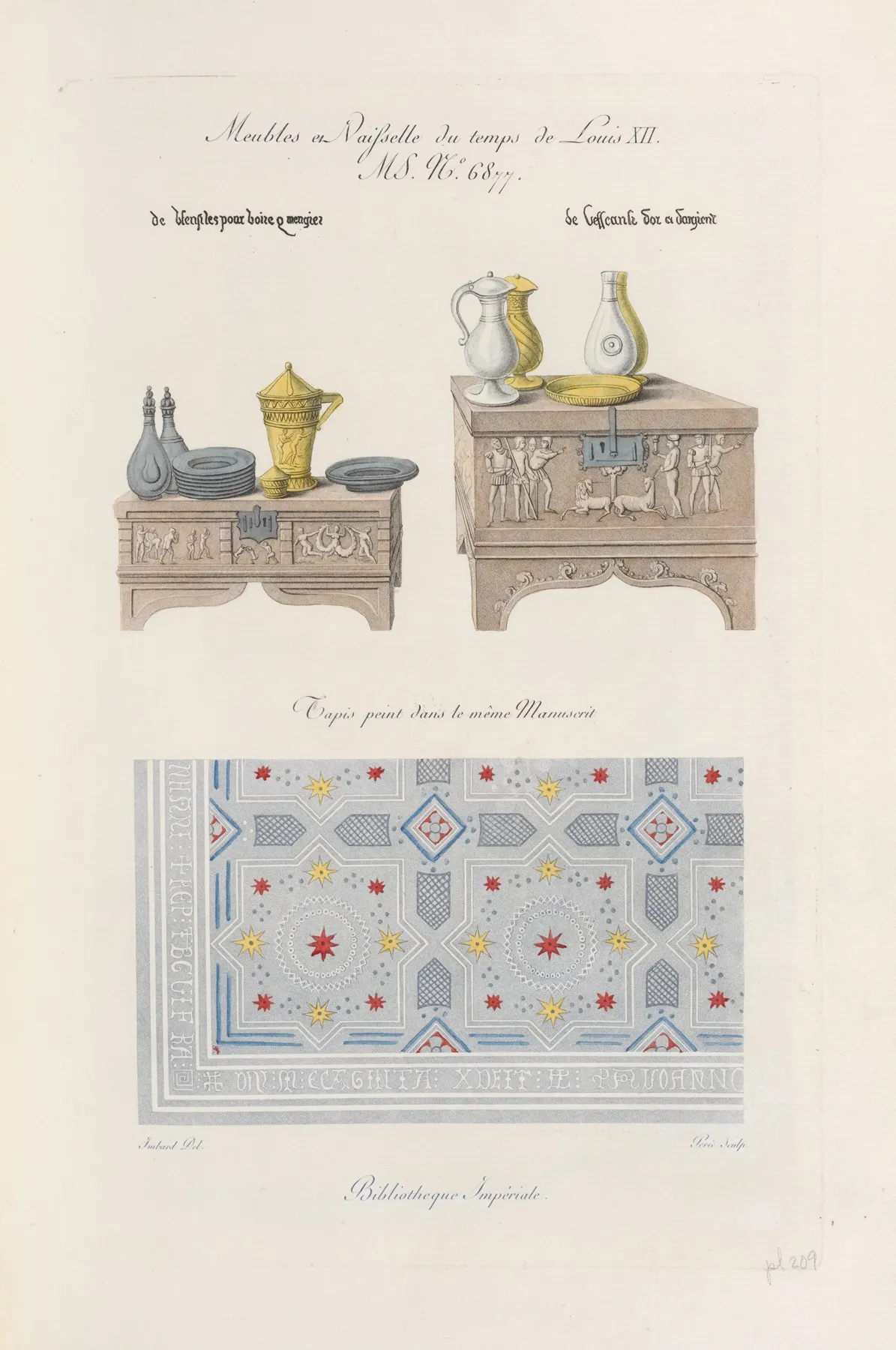 Meubles Et Vasisselle Du Temps De Louis Xii Ms No 6877 Tapis Peint Dans Le Meme Manuscrit