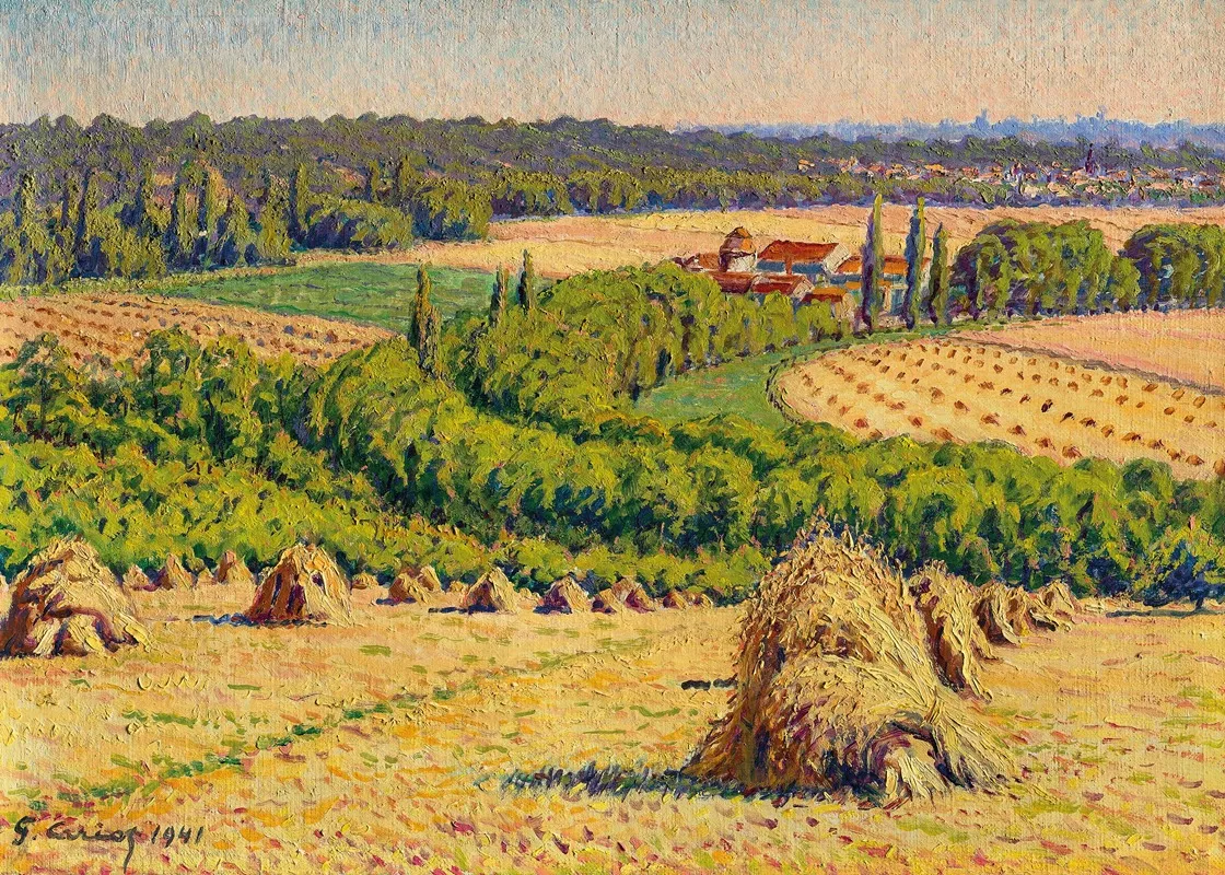 Meules De Foin by Gustave Cariot - Canvas Print