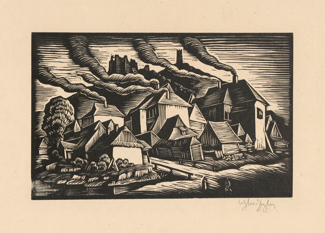 Miasteczko Dymy by Władysław Skoczylas - Canvas Print