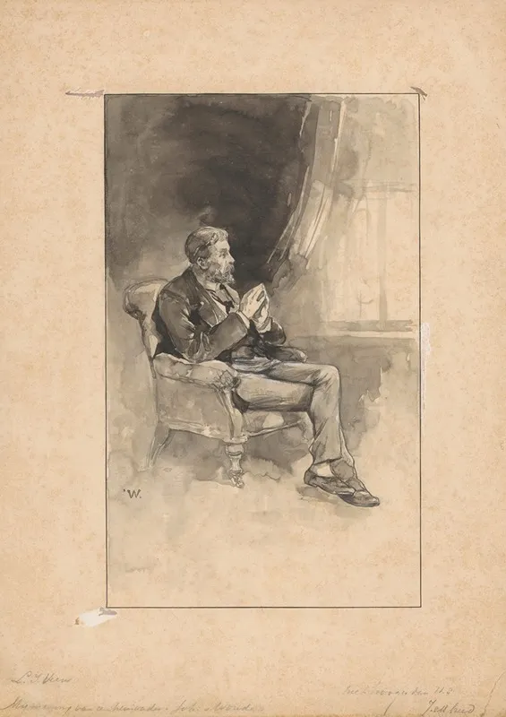 Mijmerende Man In Een Leunstoel