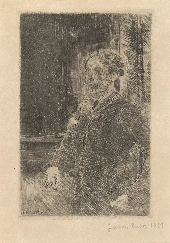 Mijn Portret Met Doodshoofd by James Ensor - Canvas Print