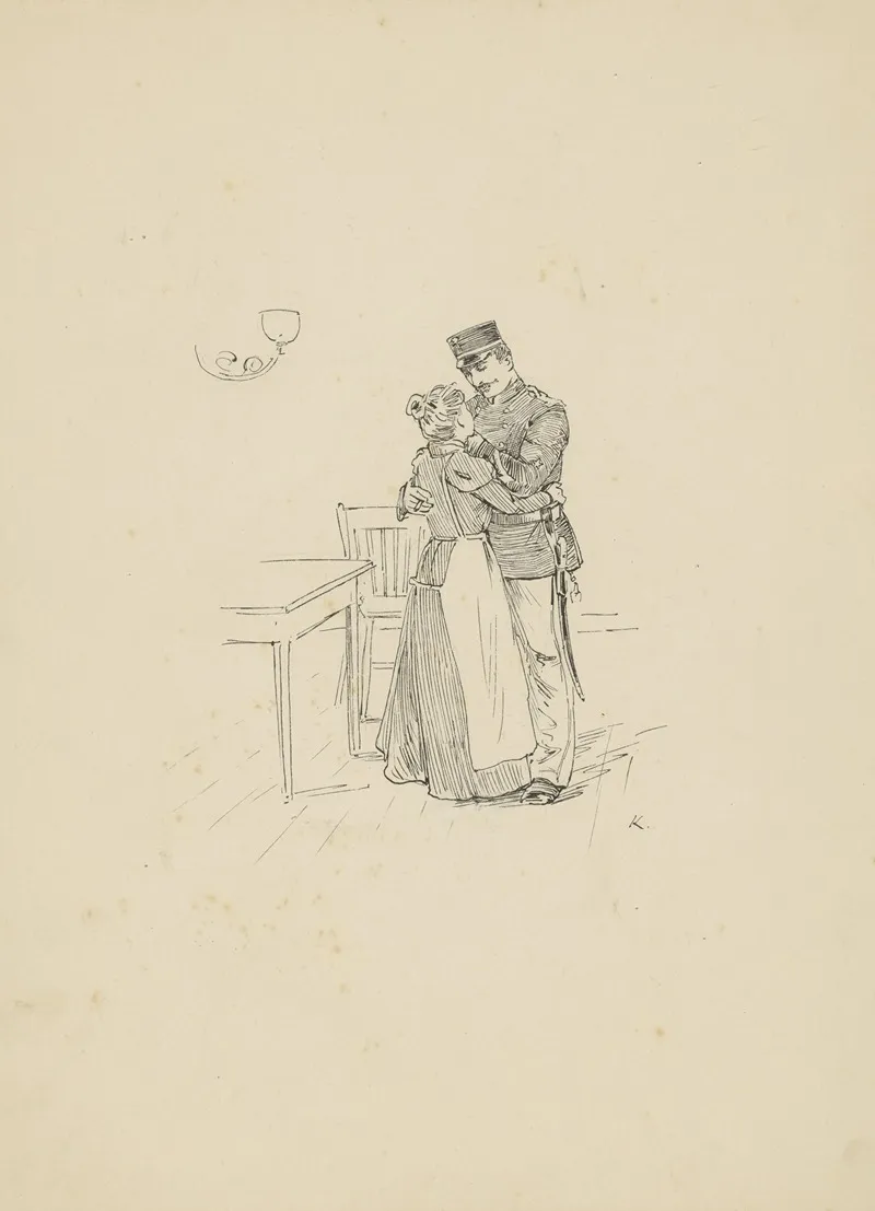 Militair En Vrouw Nemen Afscheid by Heinrich M. Krabbé - Canvas Print