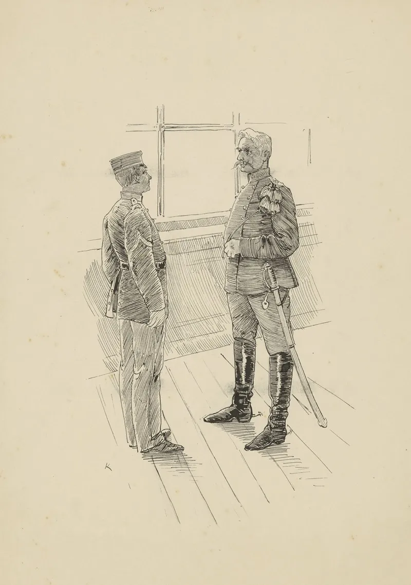 Militair In Gesprek Met Fourier by Heinrich M. Krabbé - Canvas Print