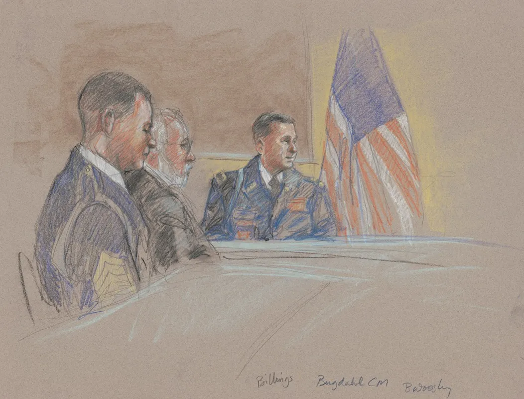 Military Personnel Including John Billings Seated During Court Martial Of Bowe Bergdahl Fort Sam Houston San Antonio Texas by Brigitte Woosley - Canvas Print