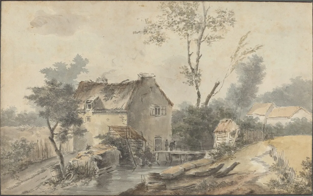 Mill With Bridge And Figures