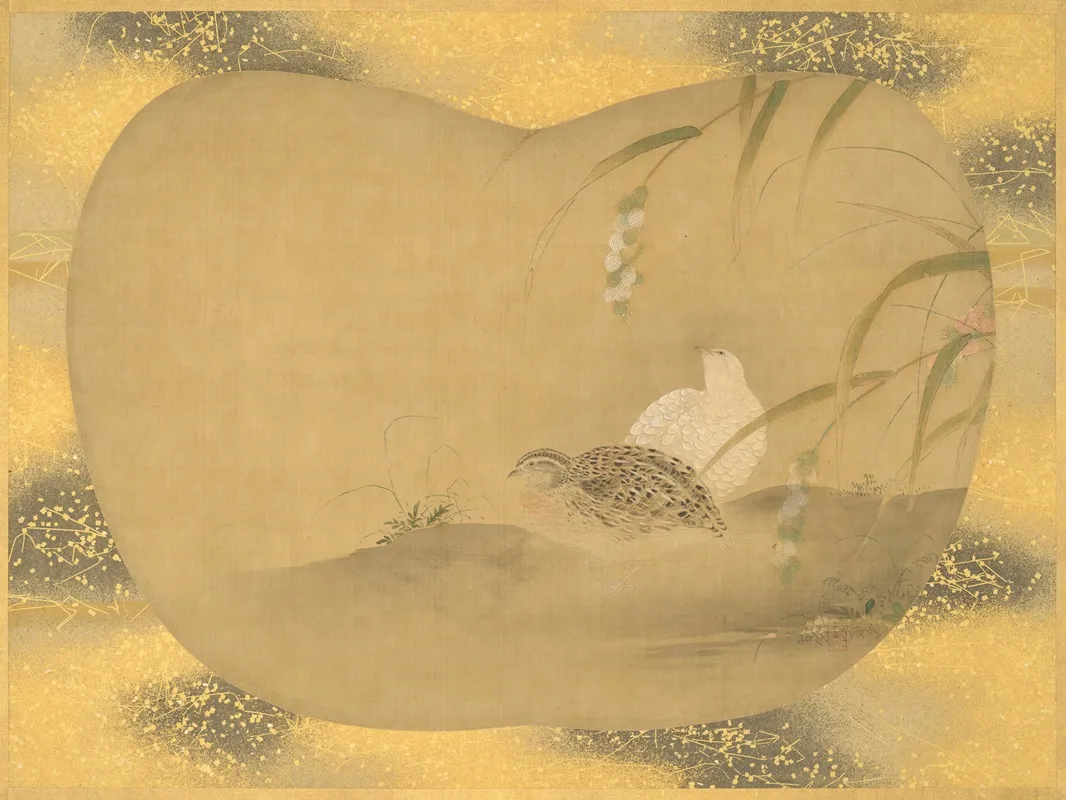 Millet And Quail by Kanō Tsunenobu - Canvas Print