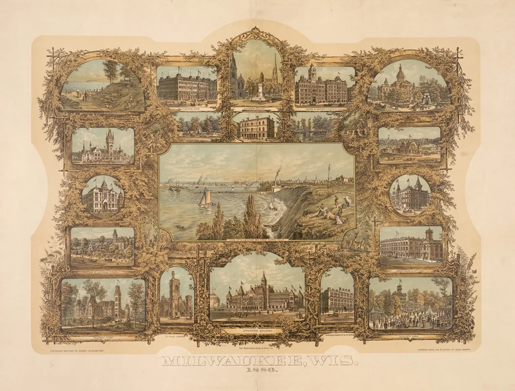 Milwaukee Wisconsin 1886 by Milwaukee Litho. &amp; Engr. Co. - Canvas Print