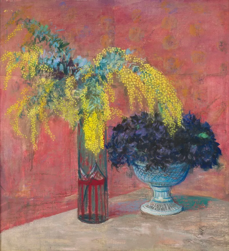 Mimosa And Violets by Leon Wyczółkowski - Canvas Print