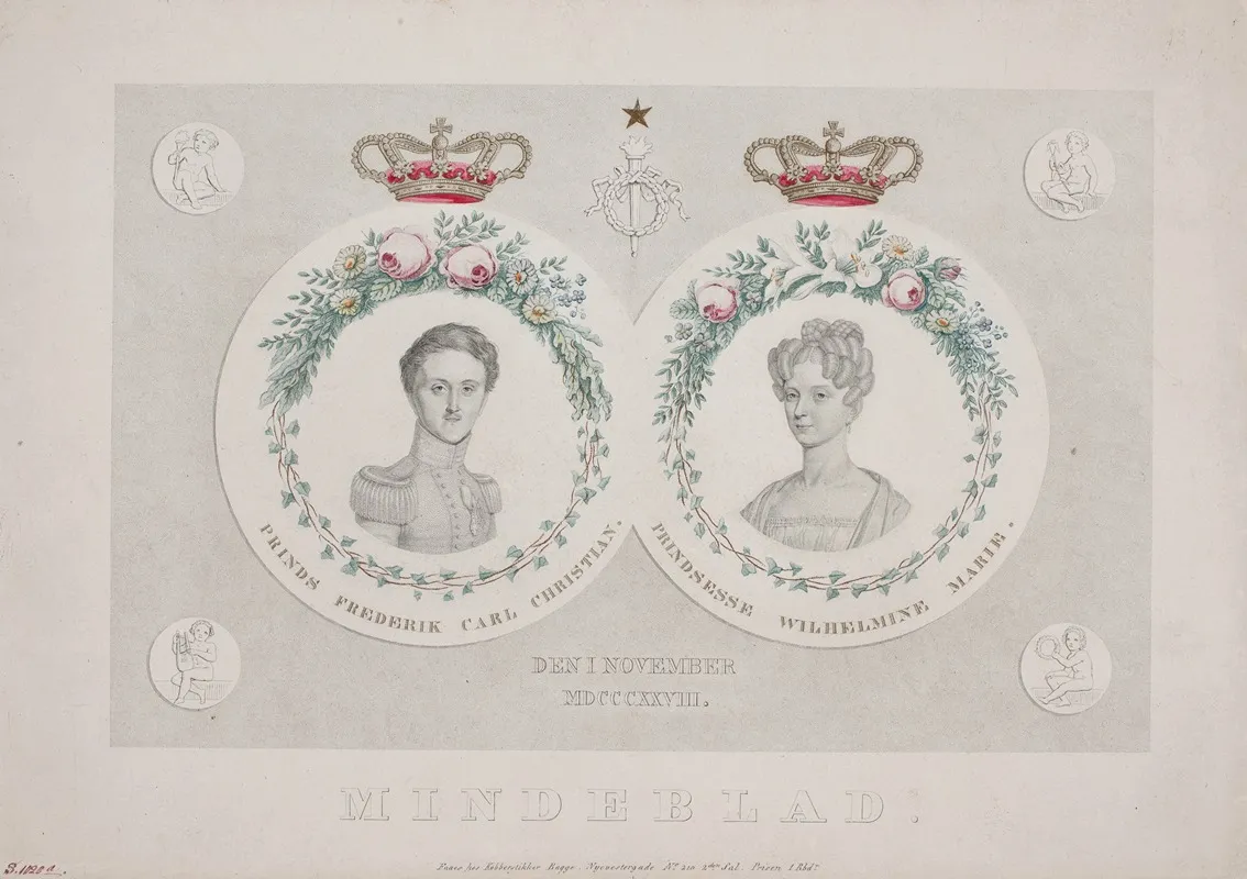 Mindeblad For Prins Frederik Senere Kong Frederik D 7 Og Prinsesse Wilhelmine