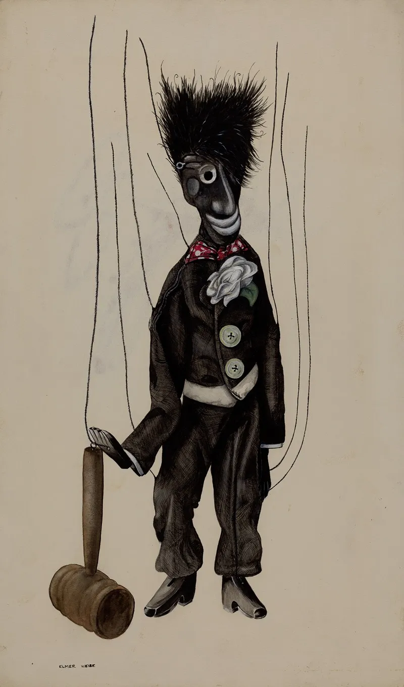 Minstrel Marionette by Elmer Weise - Canvas Print