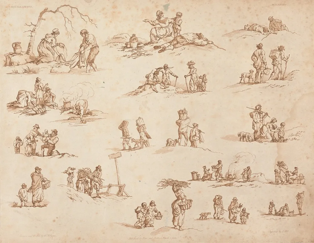 Miscellaneous Figures by William Henry Pyne - Canvas Print