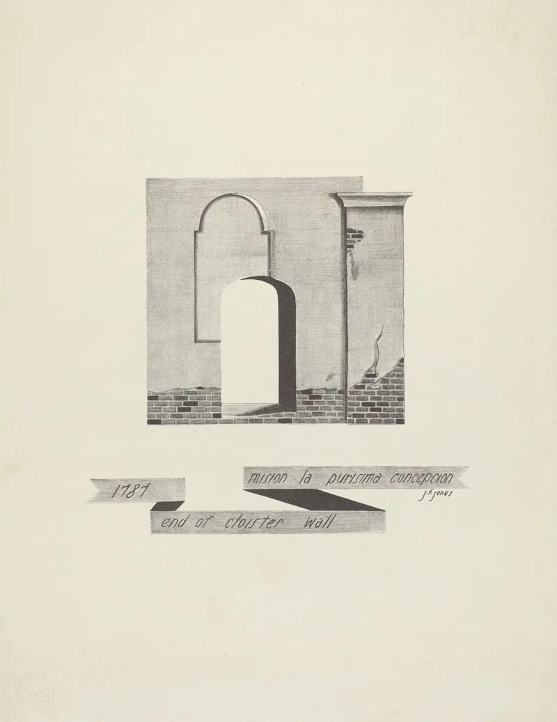 Mision La Purisima Concepcion End Of Cloister Wall by James Jones - Canvas Print