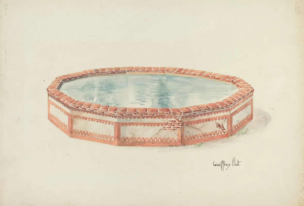 Mission Fountain 2 by Geoffrey Holt - Canvas Print