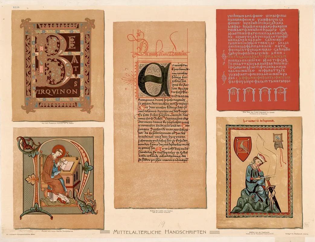 Mittelalterliche Handschriften by Adolf Lehmann - Canvas Print