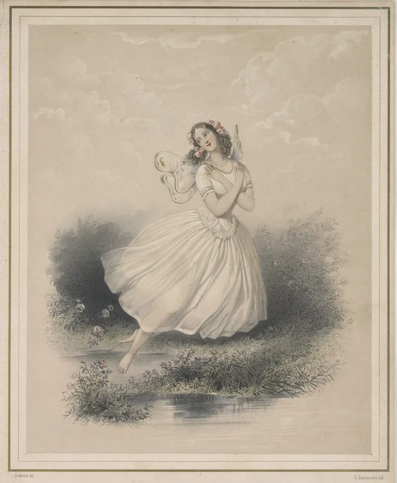 Mlle Carlotta Grisi La Sylphide by Eugène Charles François Guérard - Canvas Print