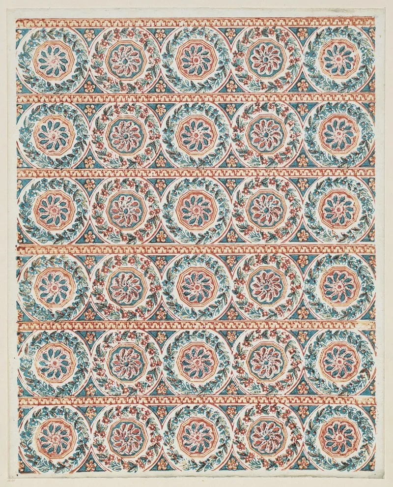 Modeldruckpapier Musterbander Mit Rosetten by Remondini - Canvas Print