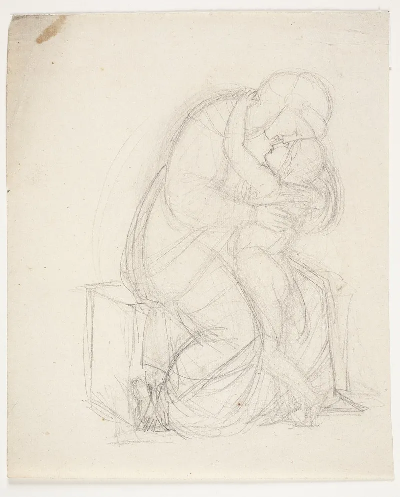 Moder Og Barn by Johan Ludvig Lund - Canvas Print