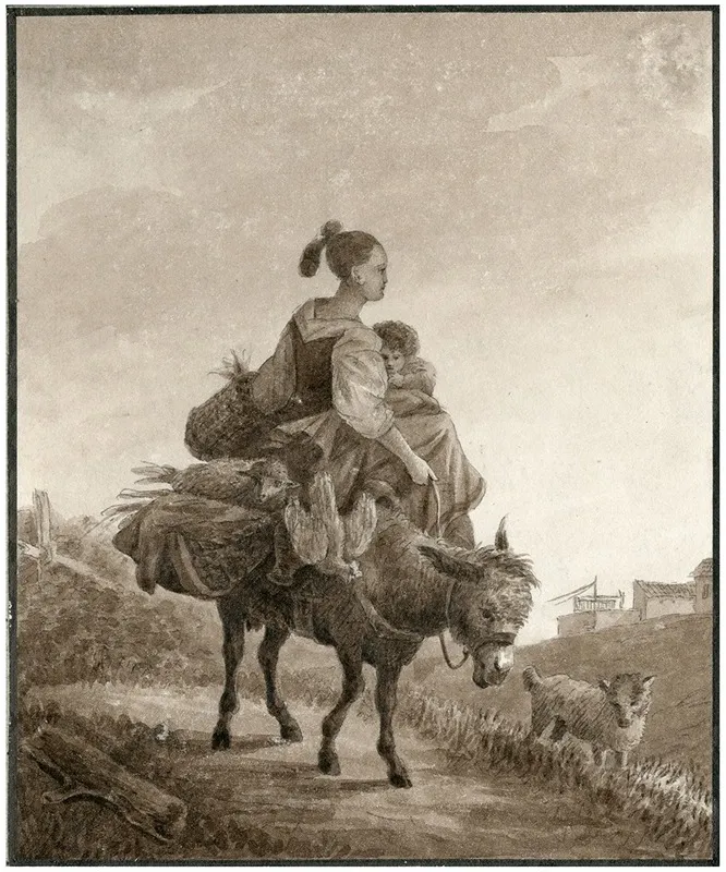 Moeder En Kind Op Pakezel by Otto Howen - Canvas Print