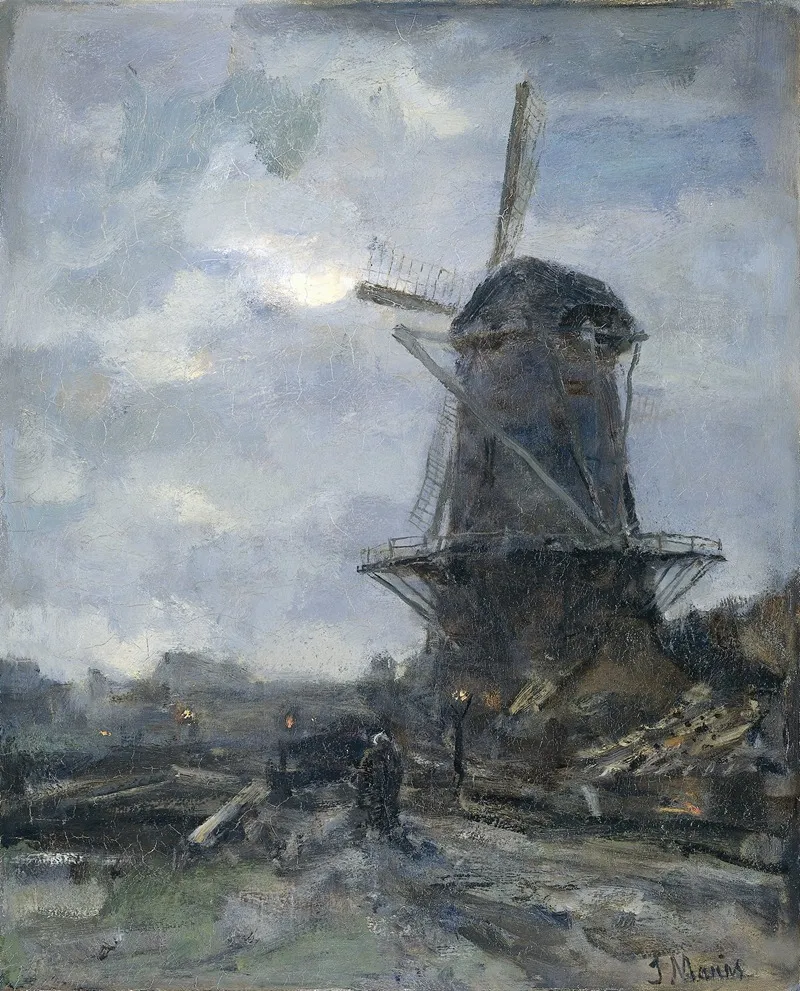 Molen Bij Maanlicht by Jacob Maris - Canvas Print