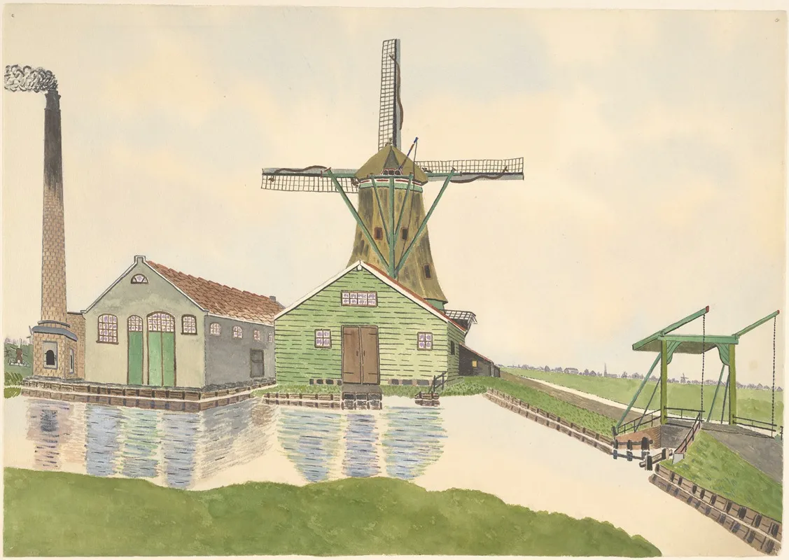 Molen Guispad En Papiermolen De Schoolmeester 1931 Nu Guisweg 28 Westzaan by Johannes Nicolaas Eijman - Canvas Print