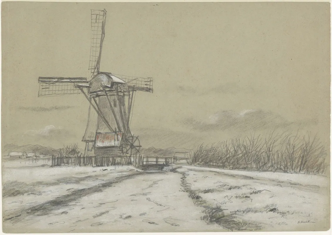 Molen In De Veenpolder Bij De Leidsevaart by Hendrik Hulk - Canvas Print