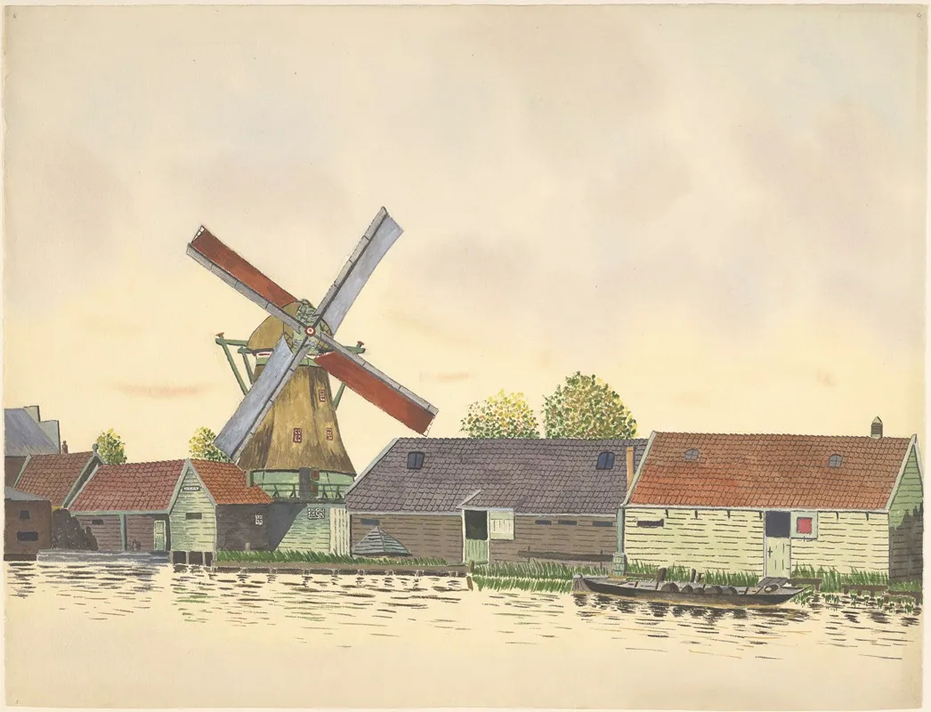 Molen Oliemolen Later Pelmolen Het Vool Of Het Jonge Vool Zaandijkerwegje In 1930 Verbrand by Johannes Nicolaas Eijman - Canvas Print