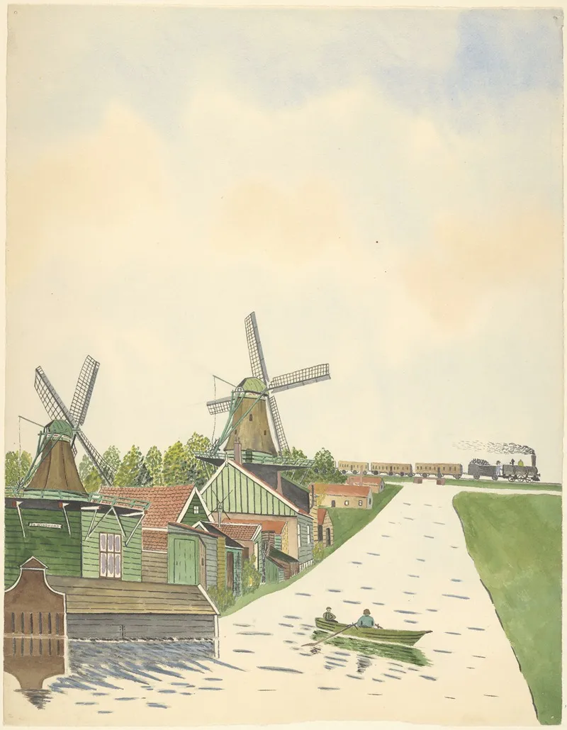 Molens Langs De Zaan L Speelmolentje R Mosterdmolen De Huisman by Johannes Nicolaas Eijman - Canvas Print