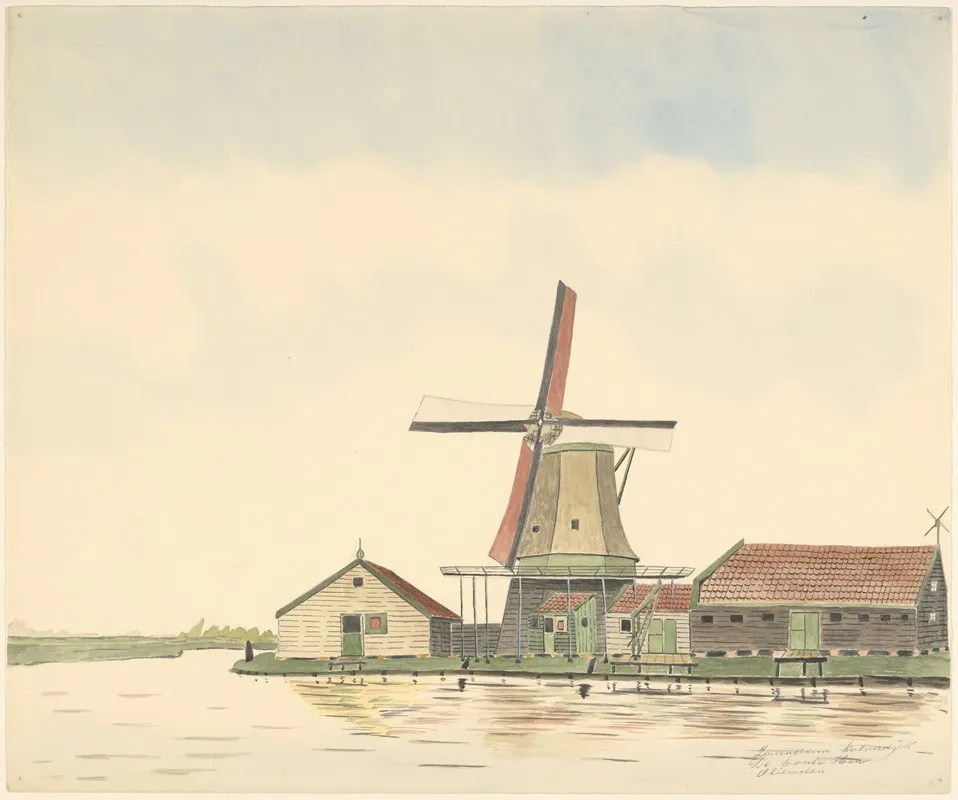 Molens Oliemolen De Bonte Hen Kalverringdijk by Johannes Nicolaas Eijman - Canvas Print