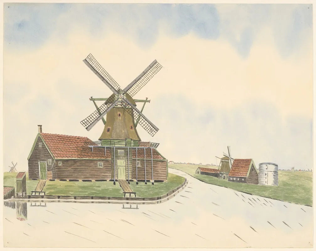 Molens Oliemolen De Matsman Verbrand In 1903 by Johannes Nicolaas Eijman - Canvas Print