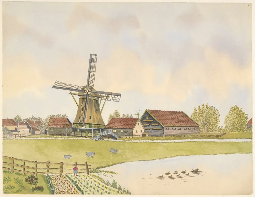 Molens Oliemolen De Vogelstruis by Johannes Nicolaas Eijman - Canvas Print