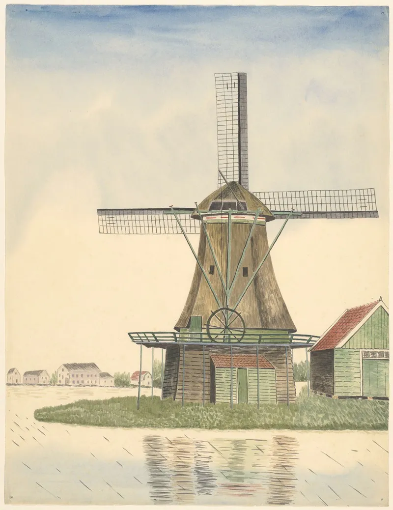 Molens Oliemolen De Zeemeeuw Westzaandam by Johannes Nicolaas Eijman - Canvas Print
