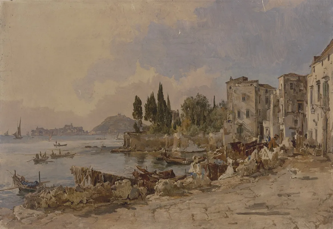 Molo Di Gaeta by Johann Nepomuk Rauch - Canvas Print