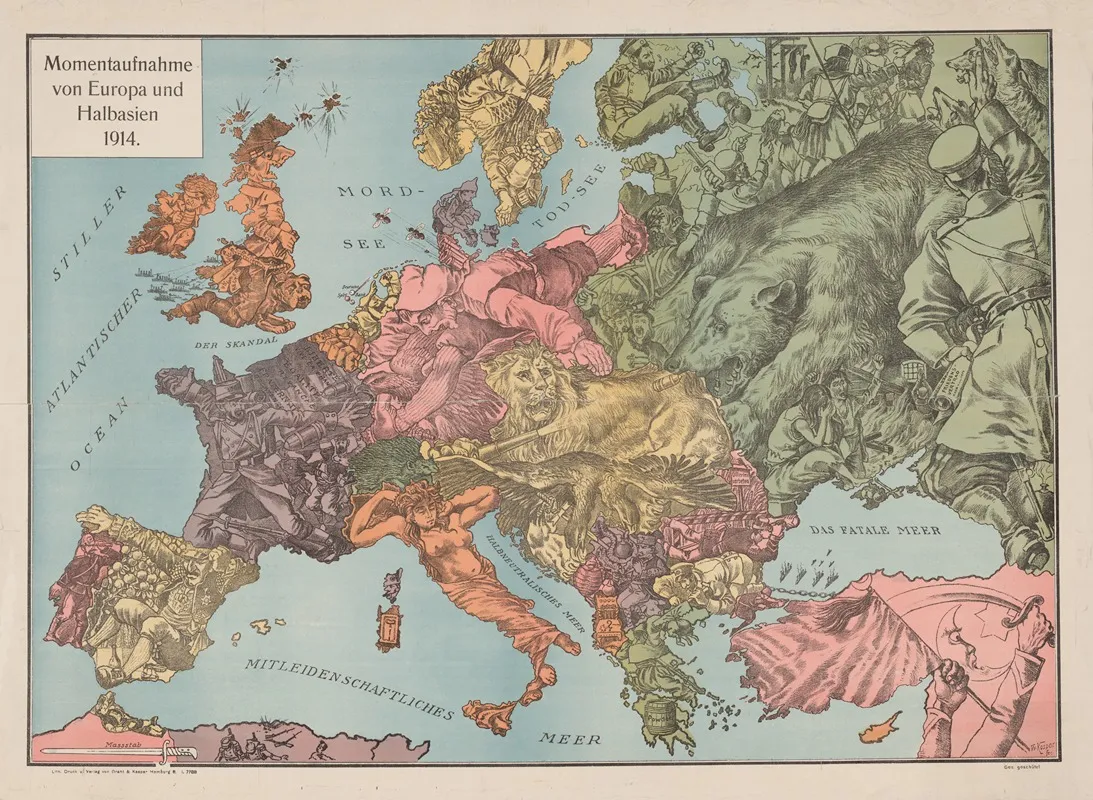 Momentaufnahme Von Europa Und Halbasien 1914 by Verlag von Graht &amp; Kaspar - Canvas Print