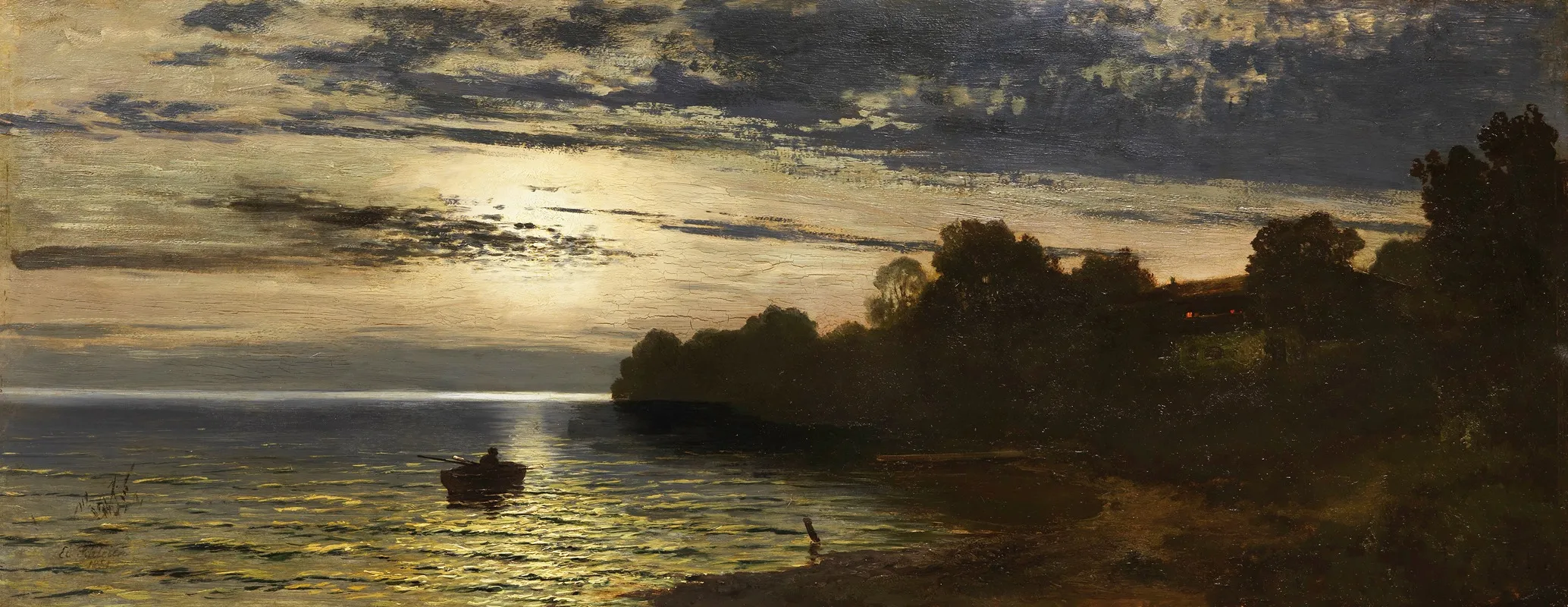 Mondnacht Uber Dem See by Eduard Schleich The Elder - Canvas Print