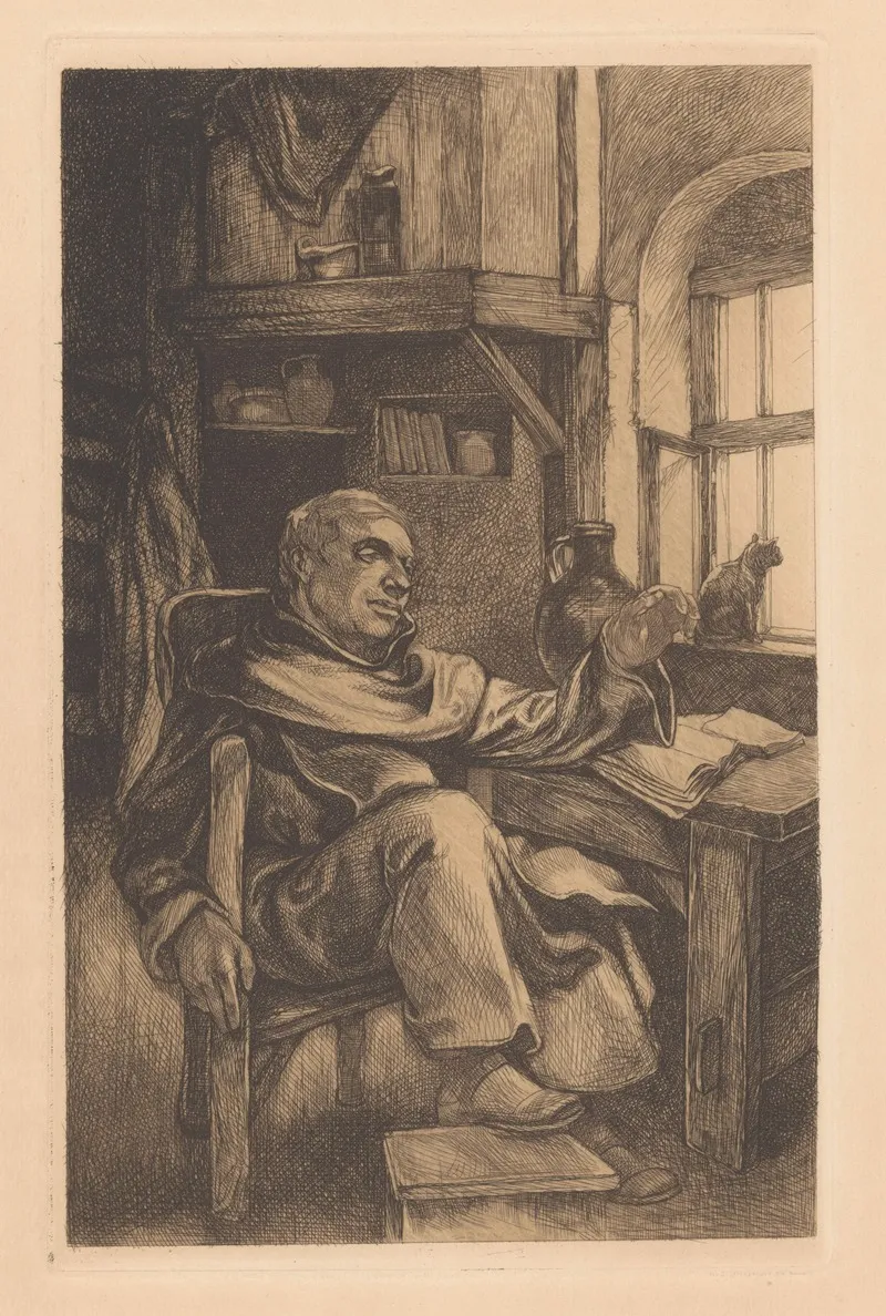 Monnik In Studeercel by Johannes Josephus Aarts - Canvas Print