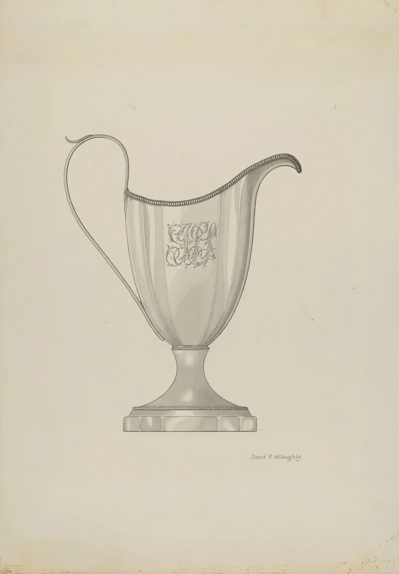 Monogrammed Silver Cream Pitcher by David P Willoughby - Canvas Print