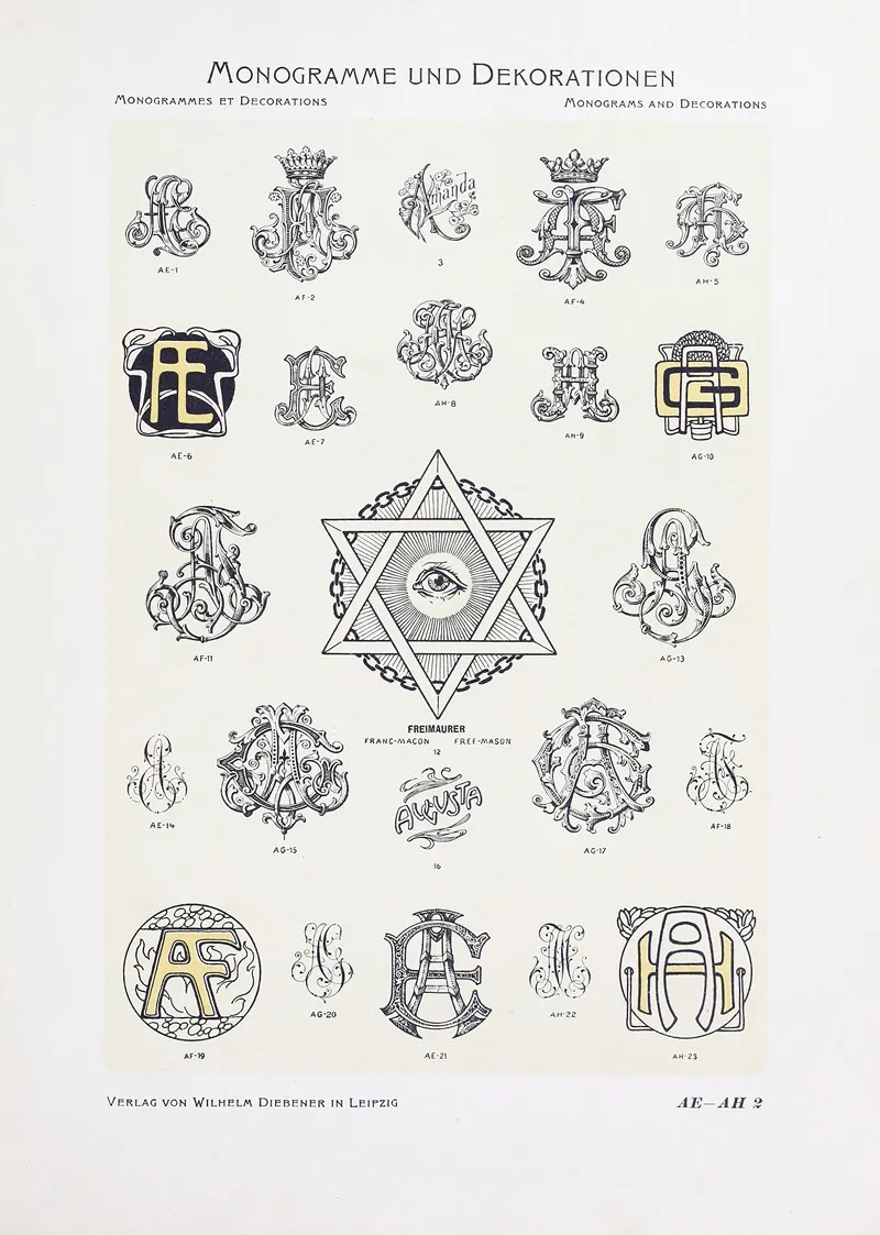Monogrammes Und Dekorationen Pl 002 by Wilhelm Diebener - Canvas Print