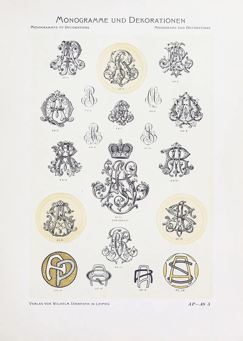 Monogrammes Und Dekorationen Pl 005 by Wilhelm Diebener - Canvas Print