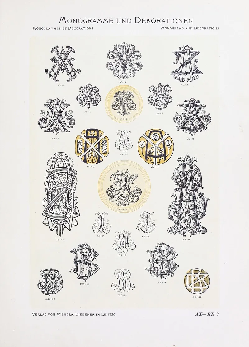 Monogrammes Und Dekorationen Pl 007 by Wilhelm Diebener - Canvas Print