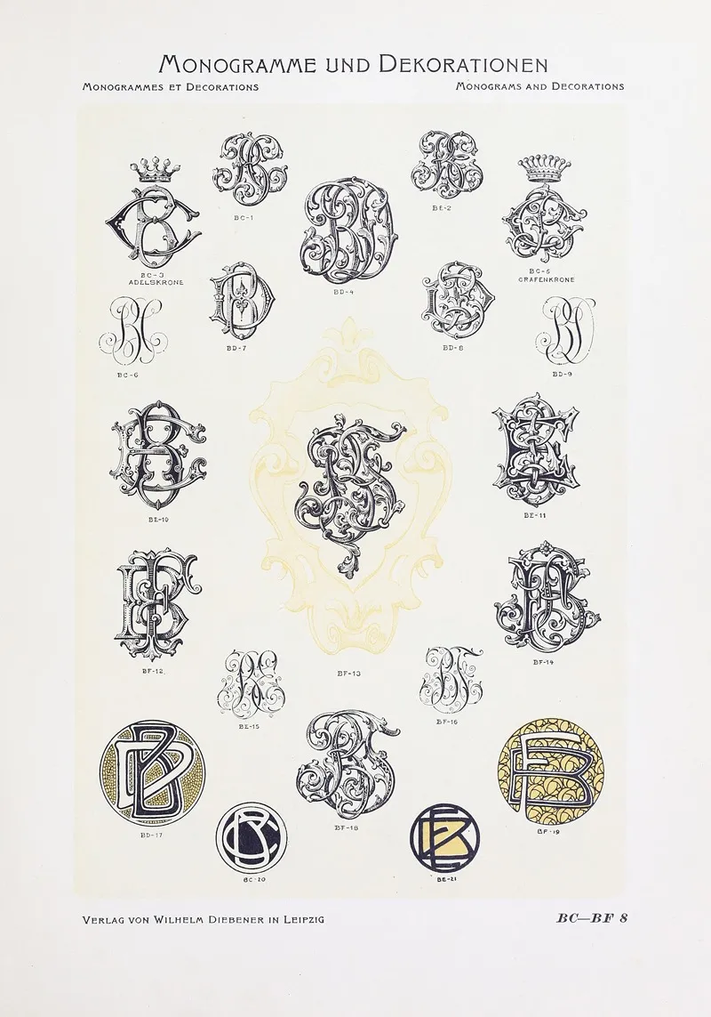 Monogrammes Und Dekorationen Pl 008 by Wilhelm Diebener - Canvas Print