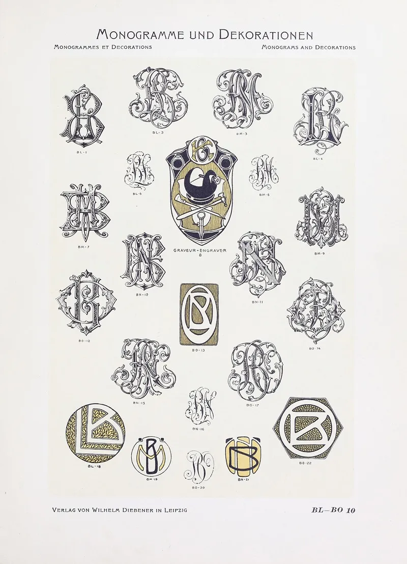 Monogrammes Und Dekorationen Pl 010 by Wilhelm Diebener - Canvas Print