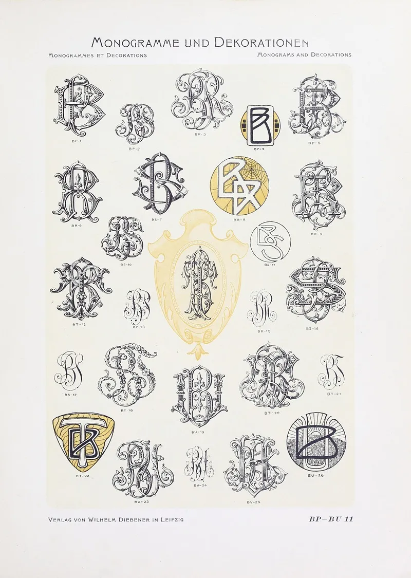 Monogrammes Und Dekorationen Pl 011 by Wilhelm Diebener - Canvas Print