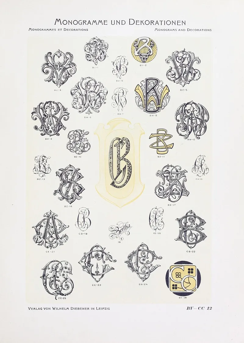 Monogrammes Und Dekorationen Pl 012 by Wilhelm Diebener - Canvas Print