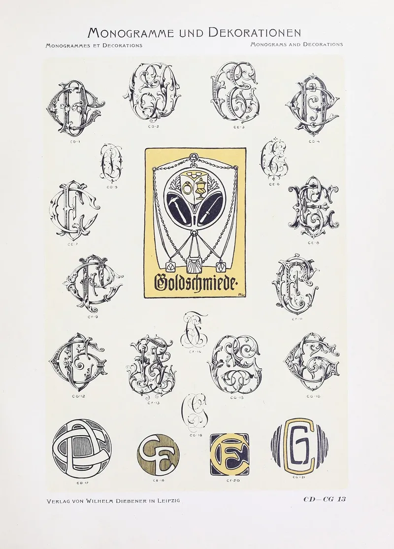 Monogrammes Und Dekorationen Pl 013 by Wilhelm Diebener - Canvas Print