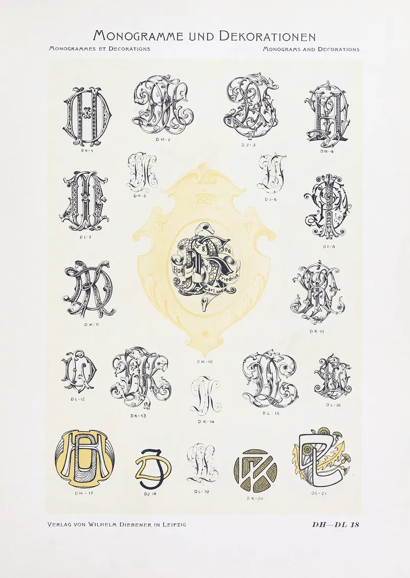 Monogrammes Und Dekorationen Pl 018 by Wilhelm Diebener - Canvas Print