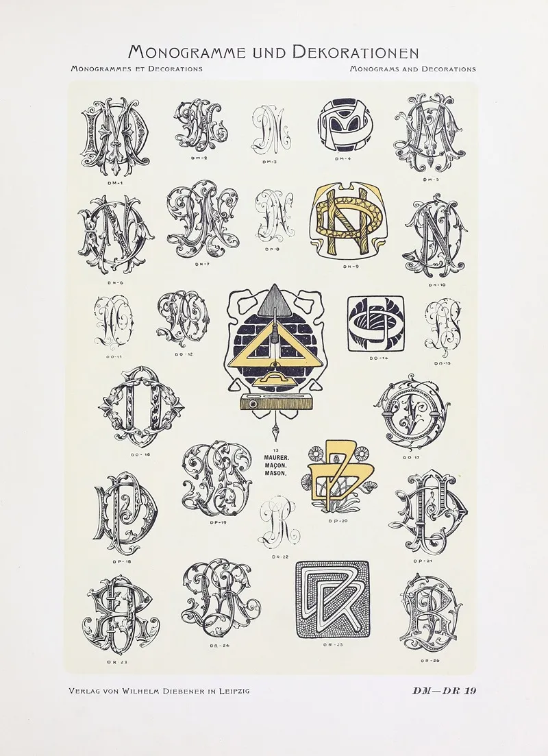 Monogrammes Und Dekorationen Pl 019 by Wilhelm Diebener - Canvas Print