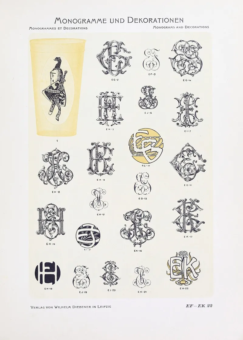 Monogrammes Und Dekorationen Pl 022 by Wilhelm Diebener - Canvas Print