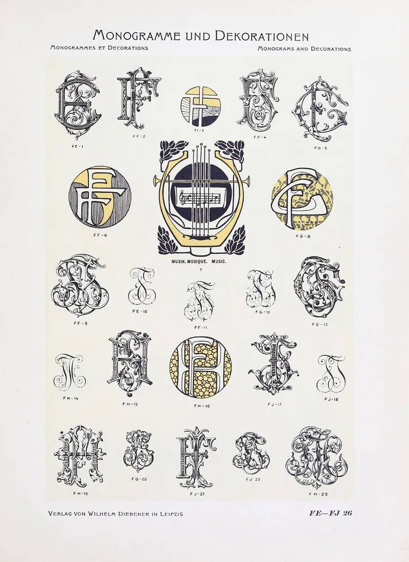 Monogrammes Und Dekorationen Pl 026 by Wilhelm Diebener - Canvas Print