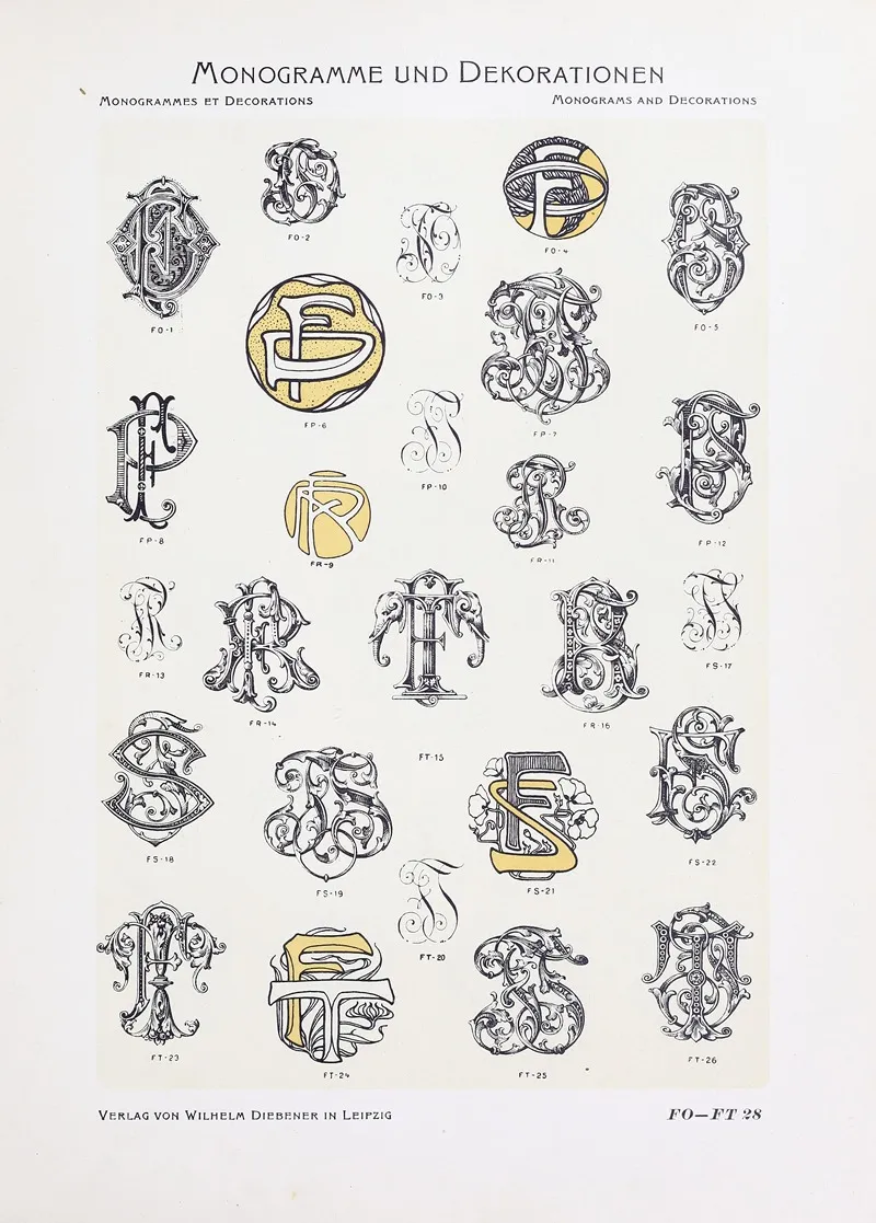 Monogrammes Und Dekorationen Pl 028 by Wilhelm Diebener - Canvas Print